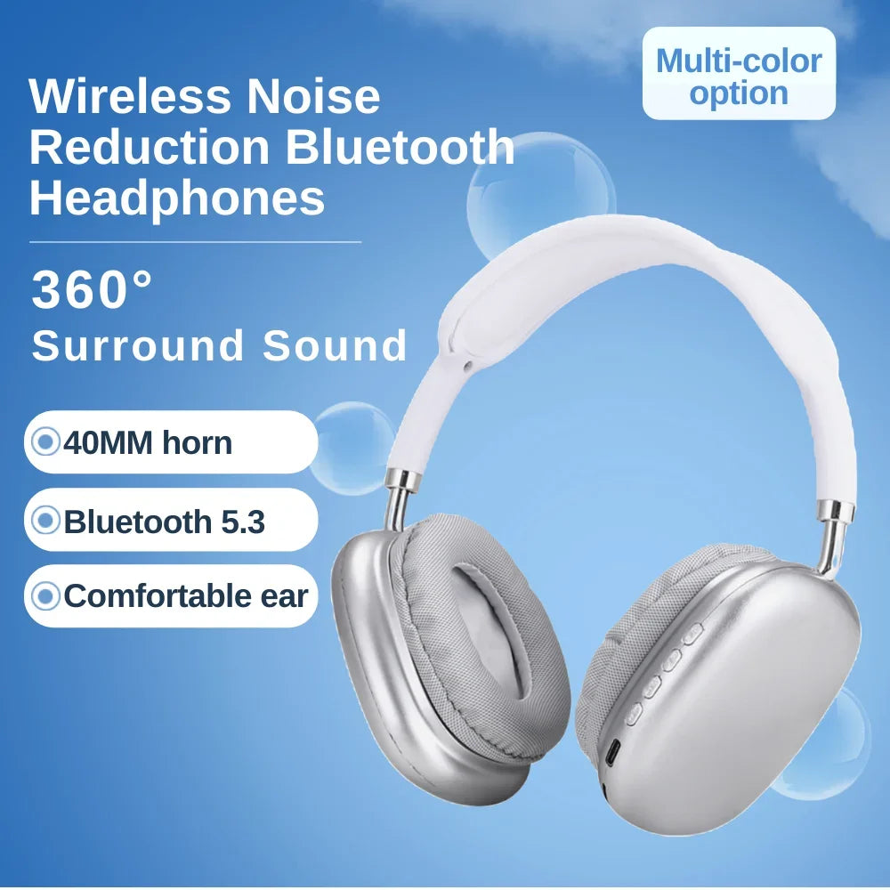 P9 Pro Air Max 5.1 Wireless Bluetooth Headphones Noise Cancelling Mic Pods over Ear Sport Gaming Headset for Any Phone